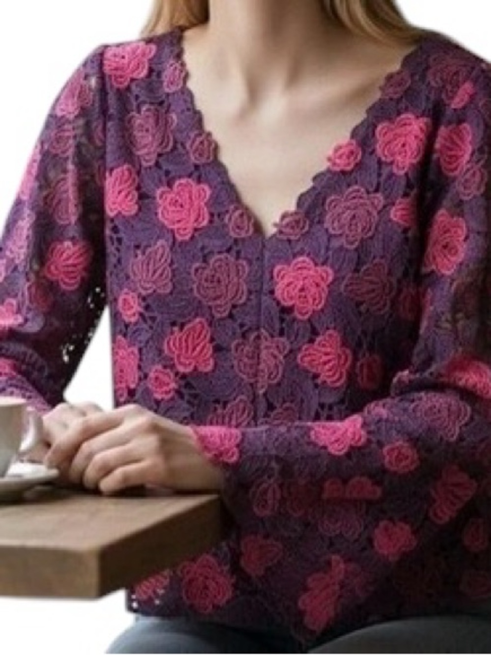 Heavy Layered Ruffle Lace Top